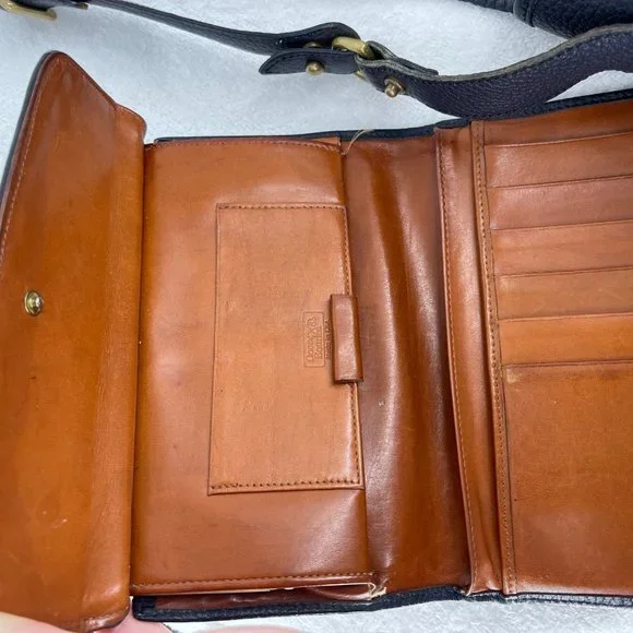 Dooney & Bourke Vintage Saddle Crossbody Blue Green Purse + Kisslock Wallet - Picture 11 of 15